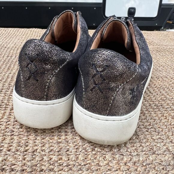 Frye Lena Zip Up Metallic Leather Zip Sneakers - Picture 5 of 9